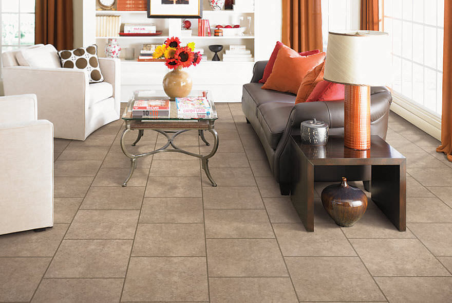 brown tile floor living room