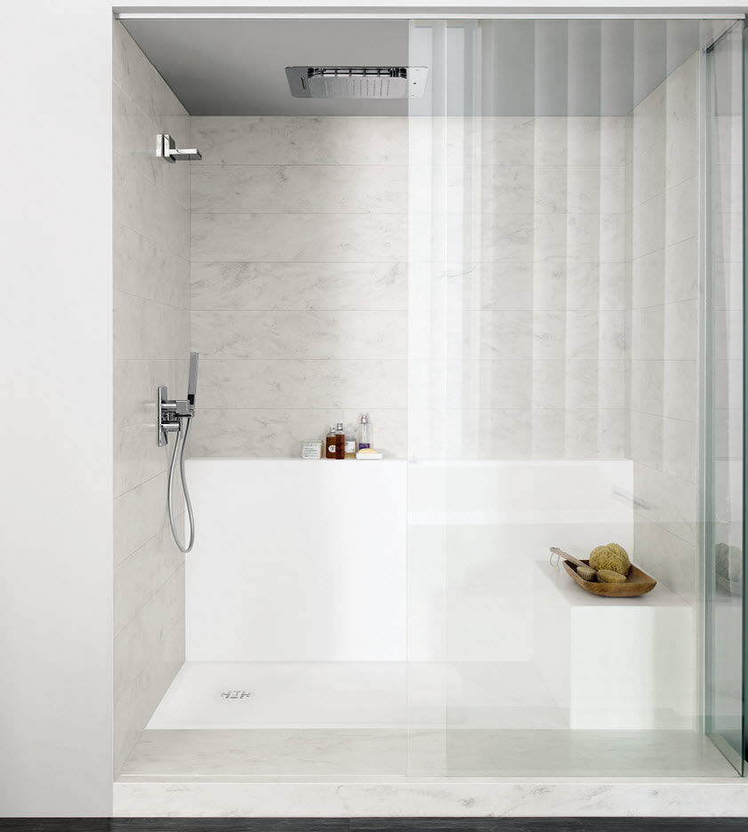 Fixed shower screen CORIAN tempered glass