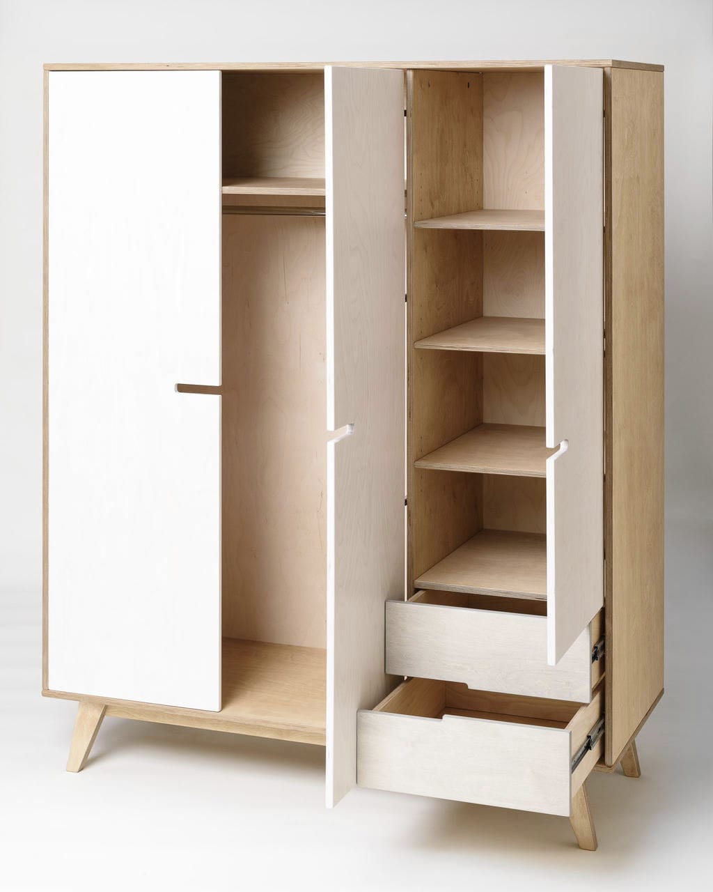 Contemporary Wardrobe Birch Plywood With Swing Doors Huh