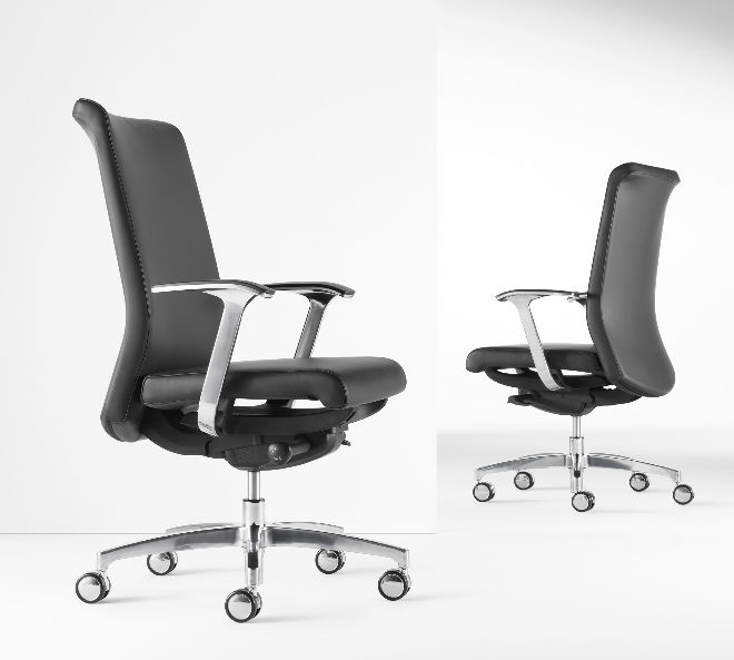 Contemporary office armchair EDITION™ Gunlocke leather