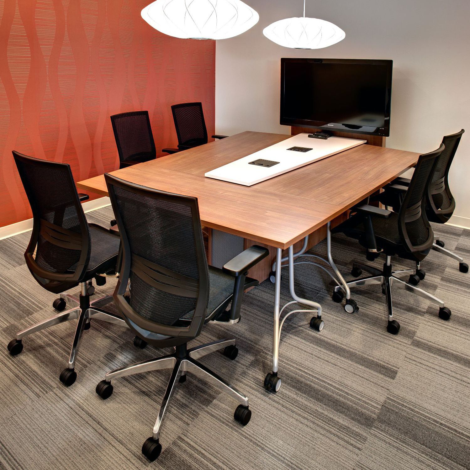 Contemporary boardroom table - BACKBONE - KI - wooden / steel / metal base