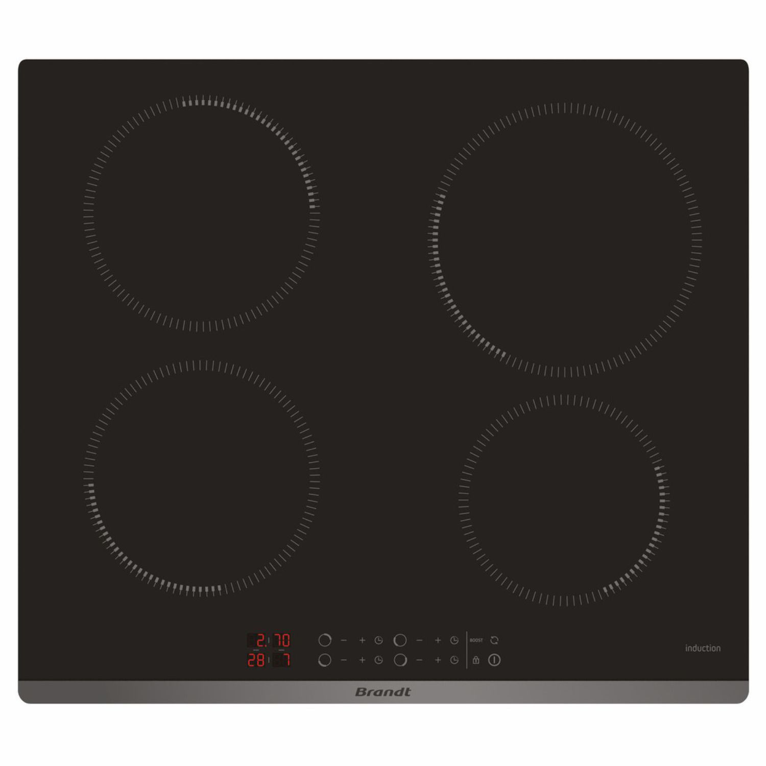 Induction cooktop - BPI6420B - Brandt - 4 burner / built-in / with ...