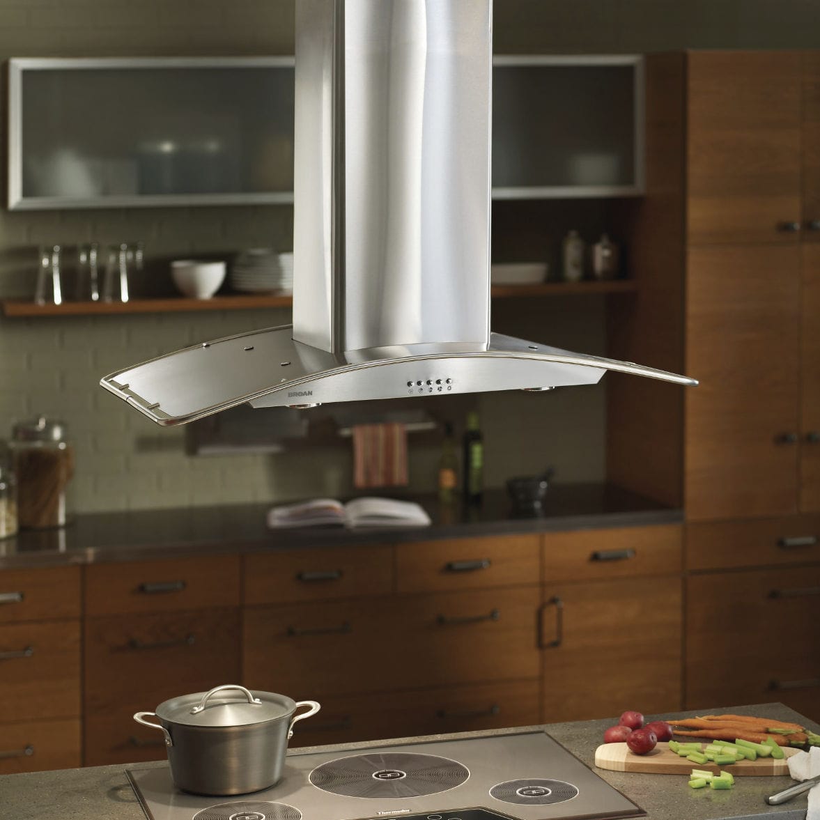 Island range hood B59 SERIES BROAN recirculating / with builtin lighting