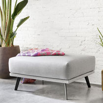 Contemporary ottoman / fabric / leather...