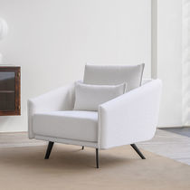 Contemporary armchair / fabric / leather...