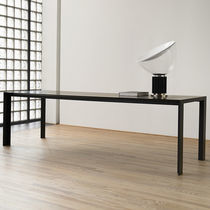 Contemporary table / oak / teak / frosted...