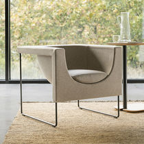 Contemporary armchair / fabric / leather...