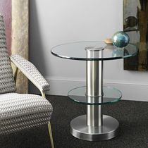 Contemporary side table / glass / metal...