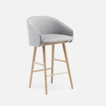 Contemporary bar stool / leather / walnut...