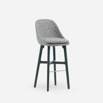 Contemporary bar stool / leather / walnut...