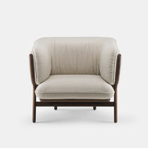 Contemporary lounge chair / fabric / leather...