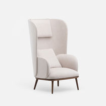 Contemporary lounge chair / fabric / leather...