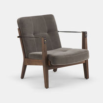 Contemporary lounge chair / fabric / leather...