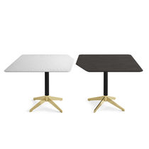 Contemporary table / ash / glass / anodized...