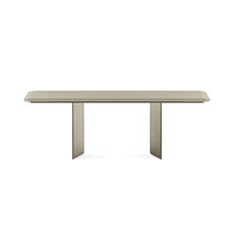 Contemporary table / glass / wooden base...