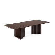 Contemporary table / aluminum / wooden base...