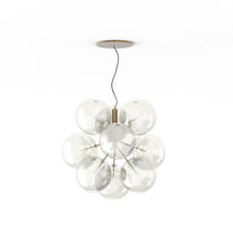 Pendant lamp / brass / blown glass / contemporary