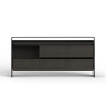 Contemporary chest of drawers / ash / glass...