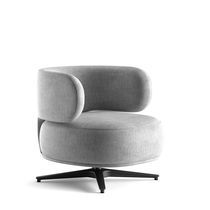 Contemporary armchair / fabric / leather...