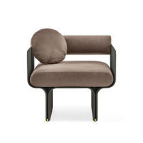 Contemporary armchair / fabric / leather...