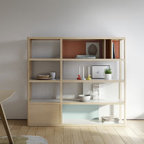 Contemporary shelf / lacquered wood / oak...