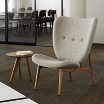 Contemporary armchair / leather / oak /...