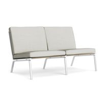 Bauhaus design sofa / beige / white / fabric