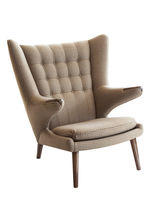 Contemporary armchair / fabric / wing