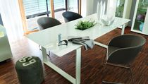 Contemporary dining table / lacquered glass...