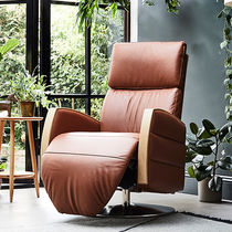 Contemporary armchair / fabric / leather...