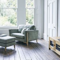 Contemporary armchair / fabric / oak / standard...