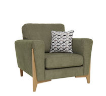 Contemporary armchair / fabric / oak / standard...