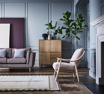 Contemporary armchair / fabric / ash / with...