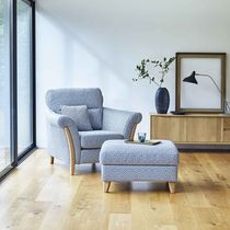 Contemporary armchair / fabric / oak / standard...