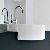 Semi-recessed washbasin / round / ceramic...