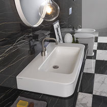 Wall-mounted washbasin / rectangular / ceramic...