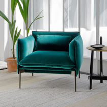 Contemporary armchair / leather / fabric...