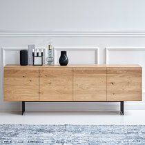 Contemporary sideboard / oak / steel