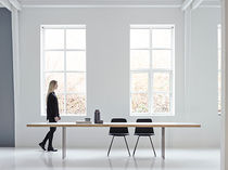 Contemporary table / oak / walnut / MDF
