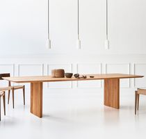 Contemporary table / oak / walnut / oak...