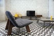 Contemporary fireside chair / fabric