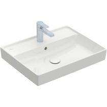 Wall-mounted washbasin / rectangular / ceramic...