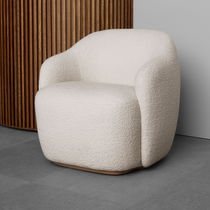 Contemporary armchair / fabric / leather...