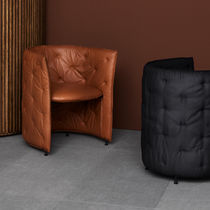 Traditional armchair / fabric / leather...