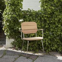 Contemporary chair / teak / stainless steel...