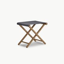 Contemporary stool / teak / fabric / garden