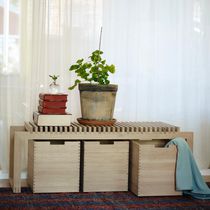 Contemporary bench / oak / exotic wood
