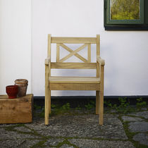Contemporary garden chair / walnut / with...