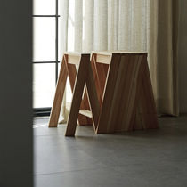 Contemporary stool / wooden / wooden base...