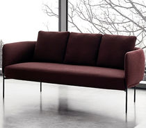Contemporary sofa / fabric / leather / metal